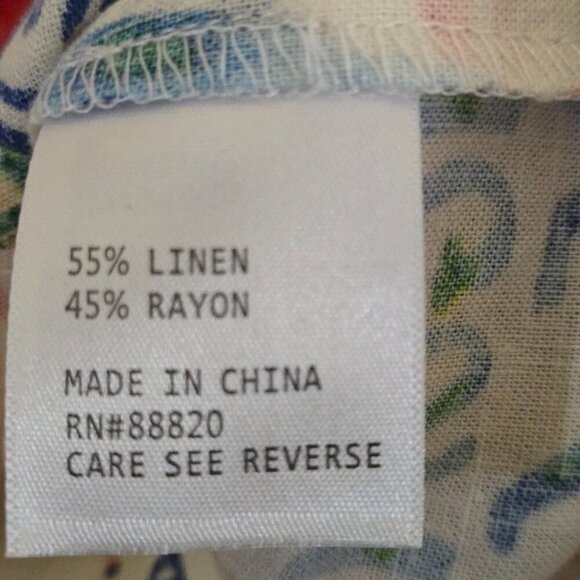 Calypso St. Barth NWT Cajun Novelty Print Button Down Linen Blend Blouse Size S - Picture 9 of 9